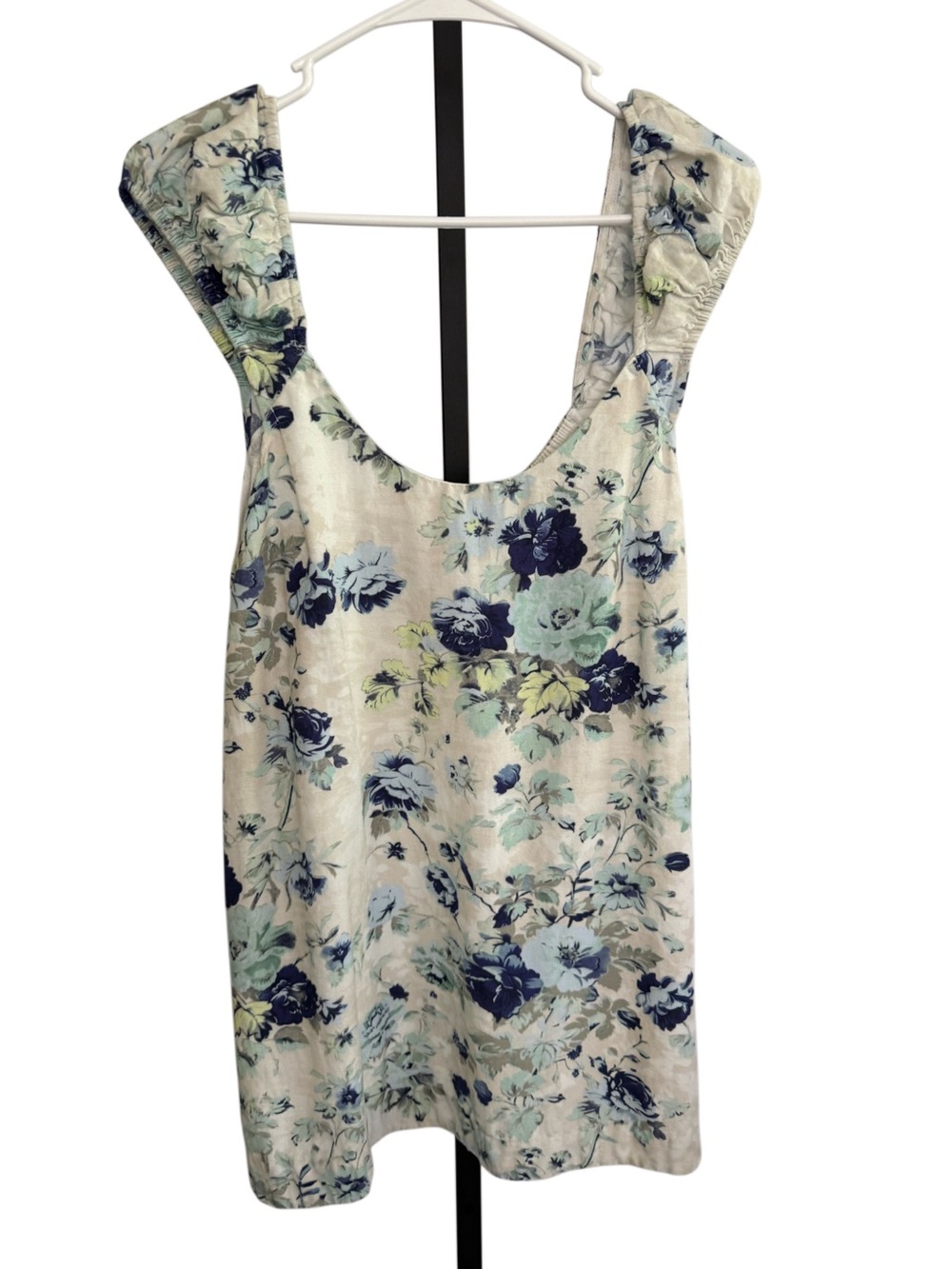Free People Wildflower Printed Mini White Blue Babydoll Dress Boho Cottagecore - Picture 4 of 12